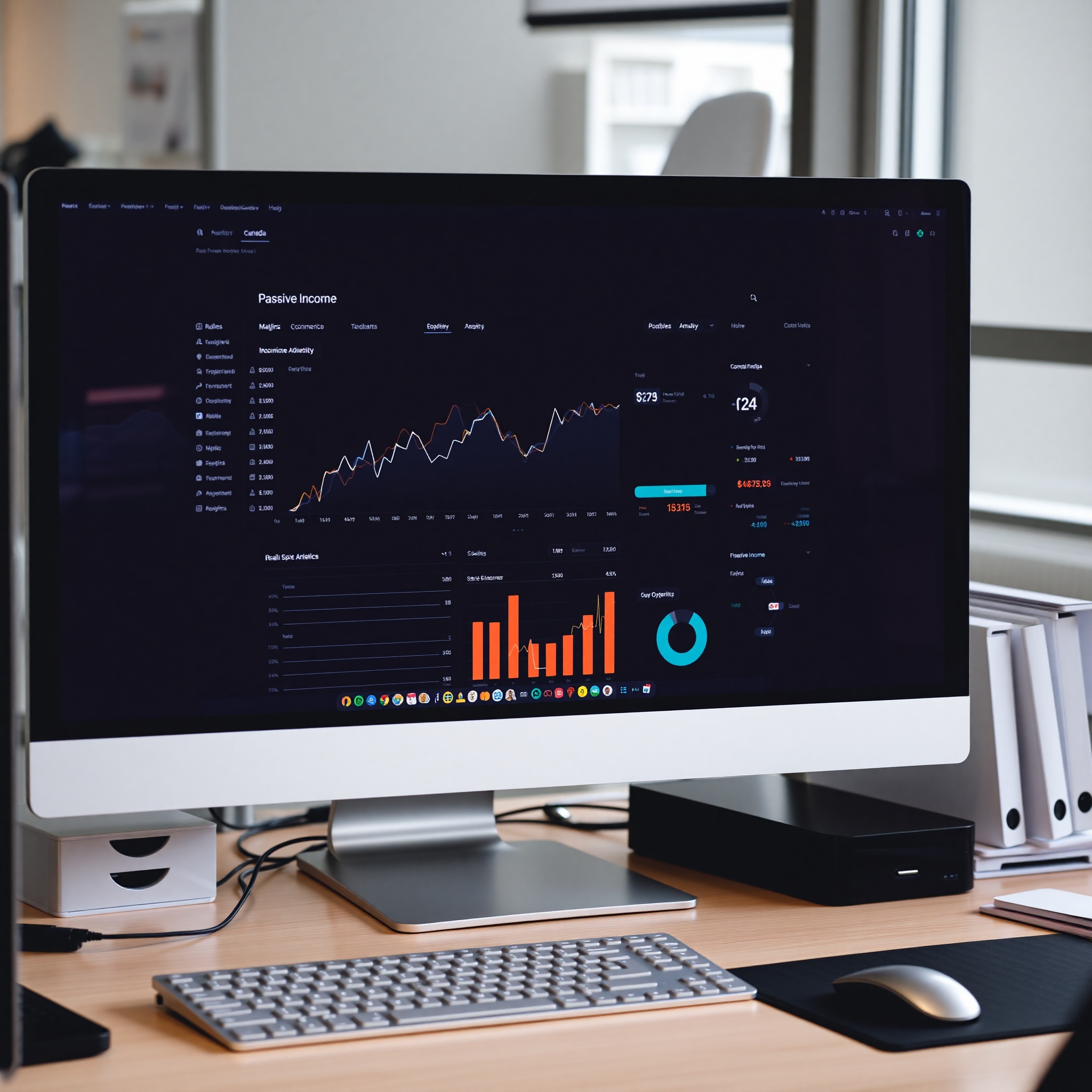 Ecommerce business dashboard showing online store analytics, product listings, and sales data on computer screen