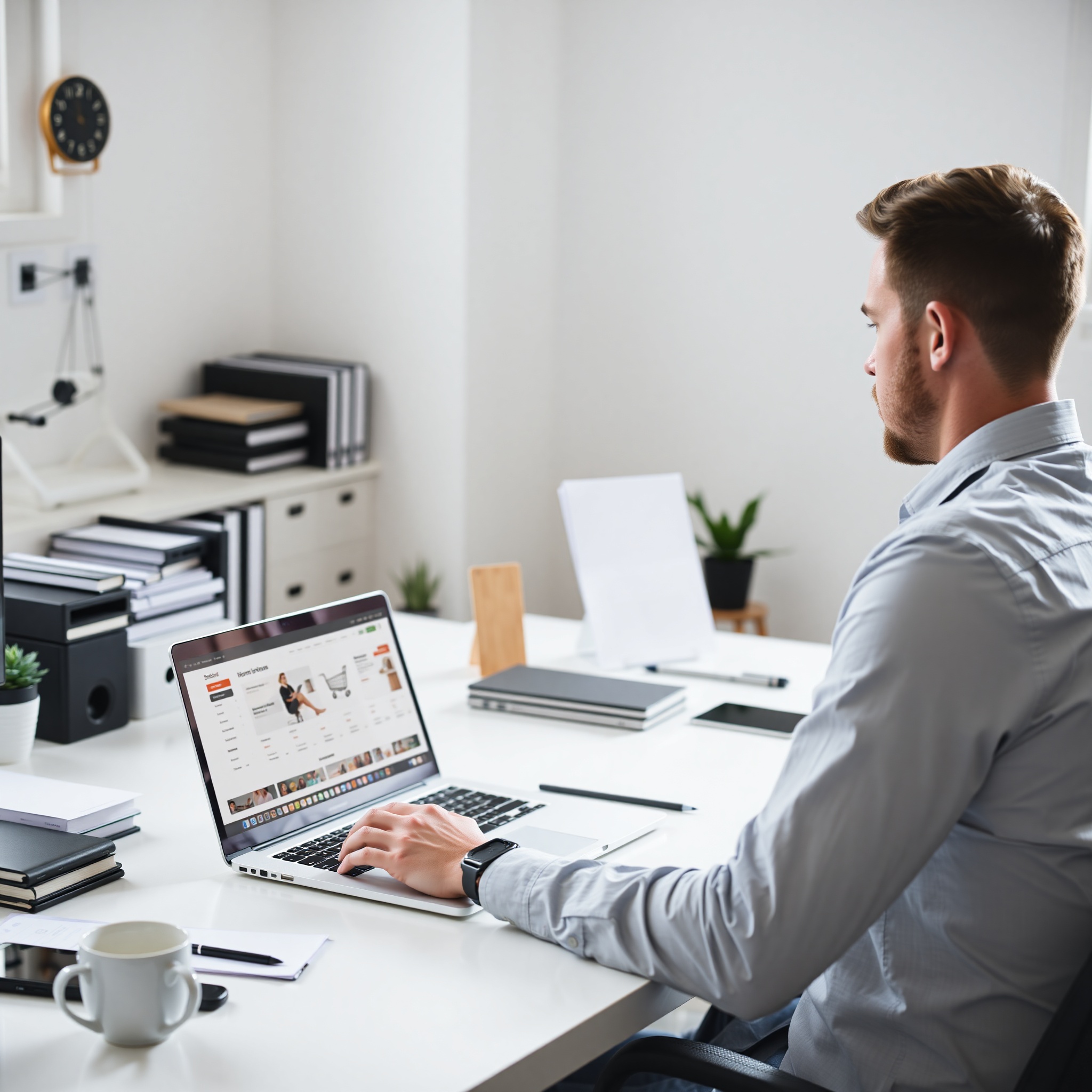 Small business owner managing online store with inventory management software