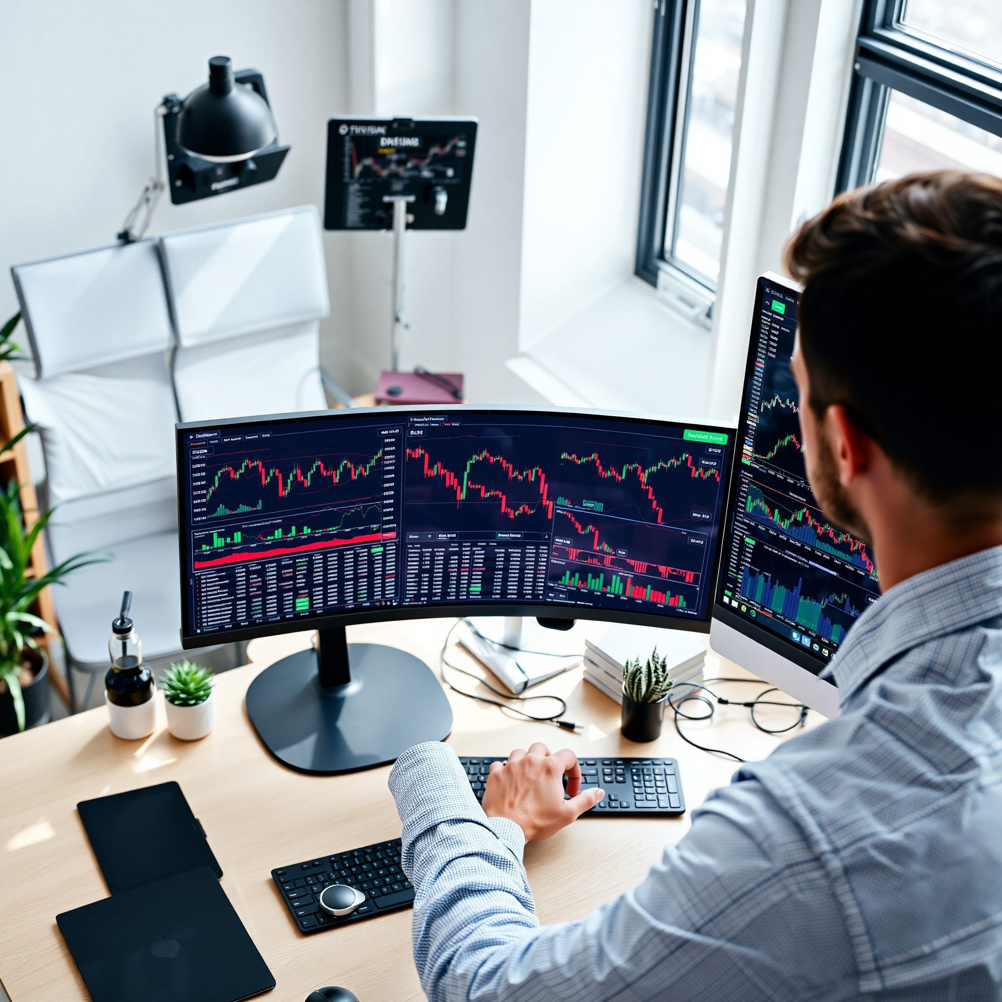 Professional investment portfolio analysis on computer screen with financial charts